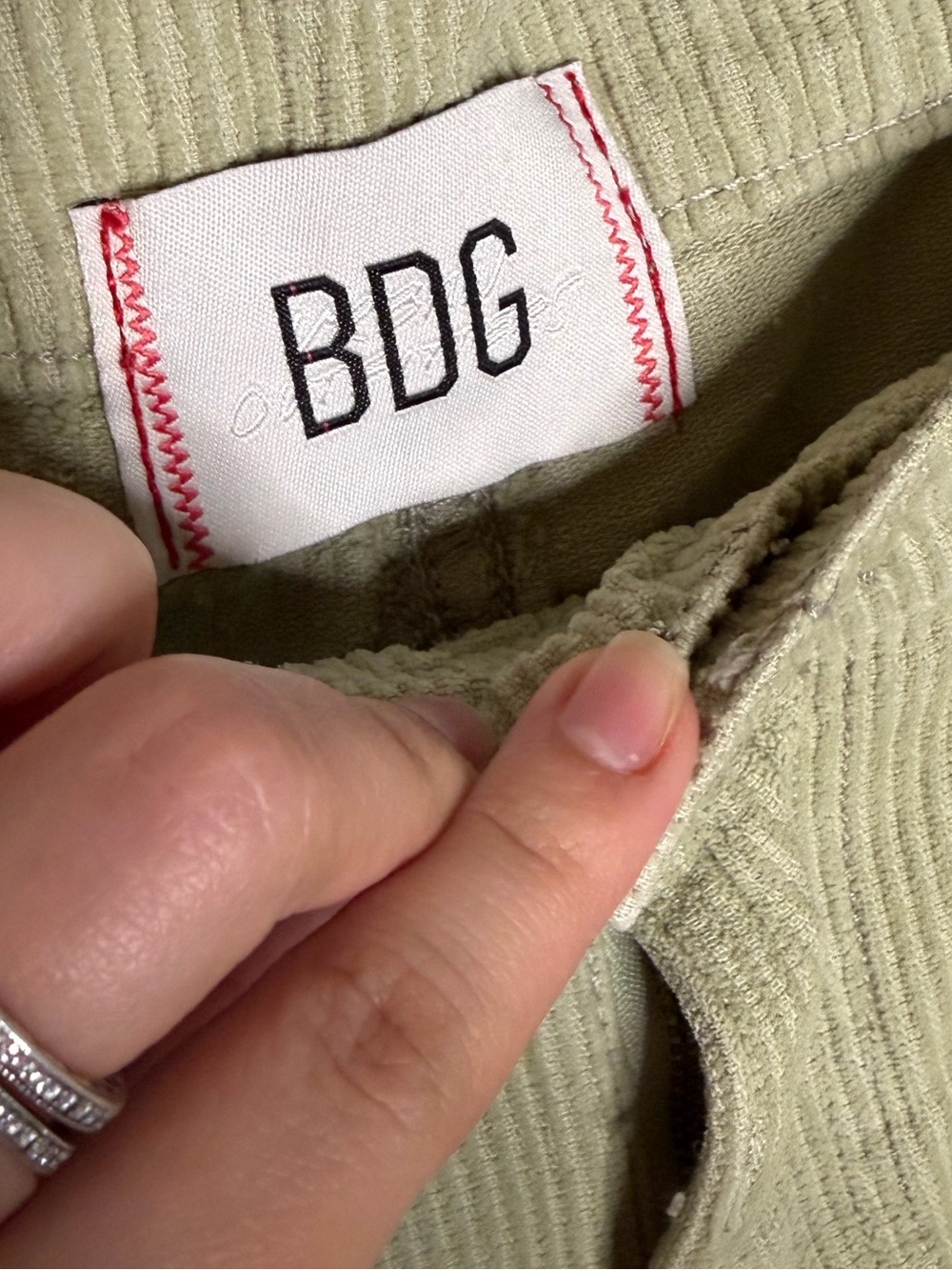 BDG Urban Outfitters High & Wide Light Sage Wide Leg Corduroy 100% Cotton Pants - Picture 6 of 6